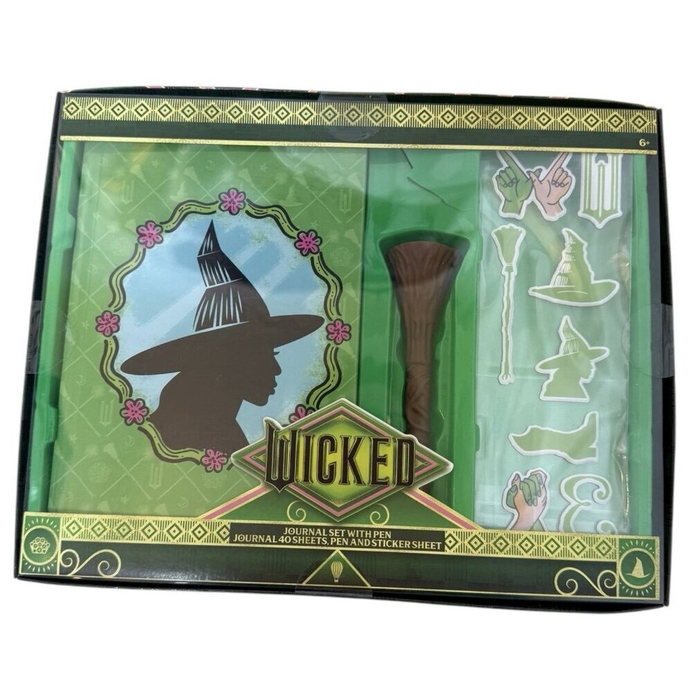 Wicked Elphaba Journal Set With Pen Puffy Stickers 40 Sheets Bullseye Playground